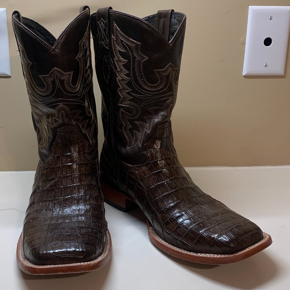 JB Dillon Dark Brown Caiman Western Boots